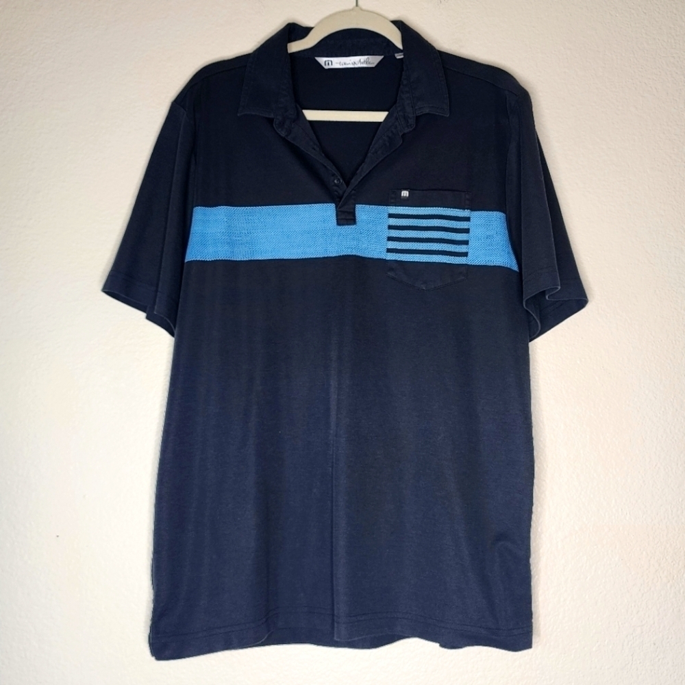 Travis Mathew Blue Pima Cotton Blend Golf Polo L